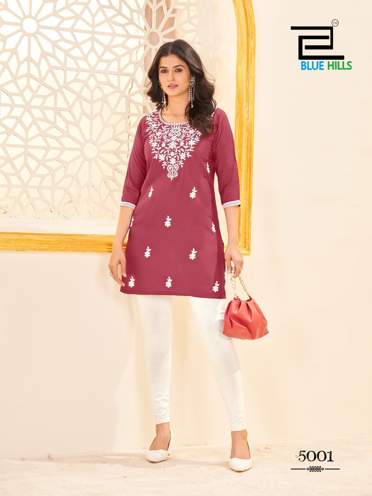Amelia Vol 5 By Blue Hills Rayon Lucknavi Work Short Kurti Suppliers In India